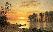 Albert Bierstadt Sunset, Deer and River Spain oil painting artist